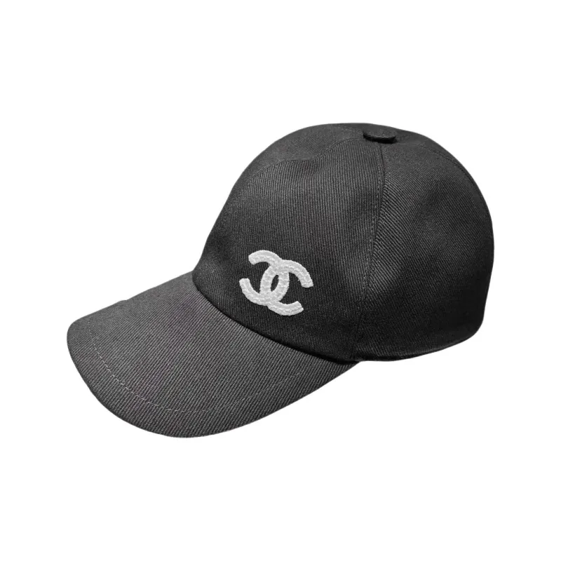 CHANEL Cotton Baseball Caps Unisex Black-0