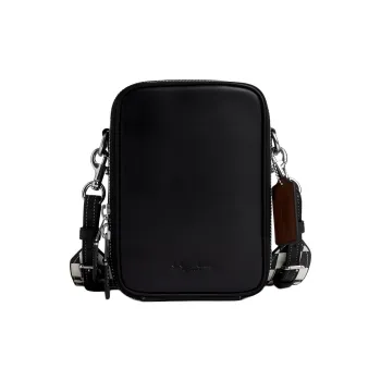 COACH Stanton Smooth Calfskin With Coated Canvas Shoulder Bag Crossbody Bag Small Size Women's Black
