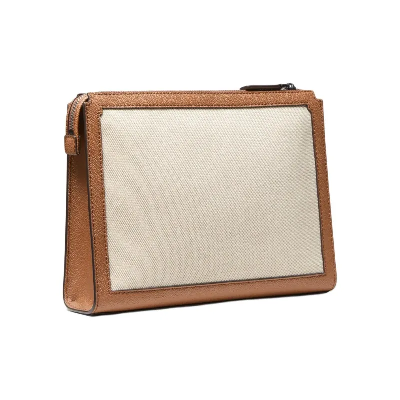 MICHAEL KORS MK Cooper Fabric Clutch Large Size Men's Beige & Brown-2