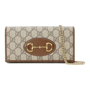 GUCCI Horsebit 1955 Coated Canvas With Leather Shoulder Bag Crossbody Bag Women's Ebony & Brown