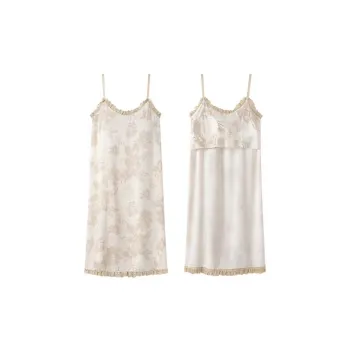 CAIHENGTONG Nightgown Women's Ink Gray Print