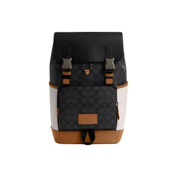 COACH Track Canvas Backpack Large Size Men's Black Gray Multicolor