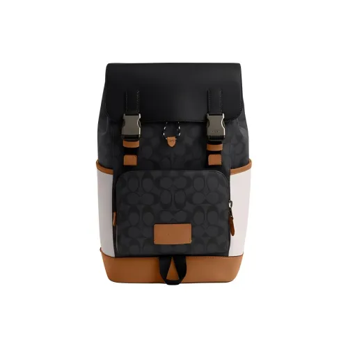 COACH Track Canvas Backpack Large Size Men's Black Gray Multicolor