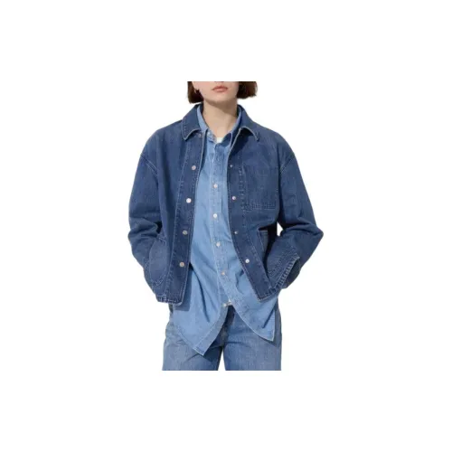 UNIQLO Denim Jackets Women's Royal Blue