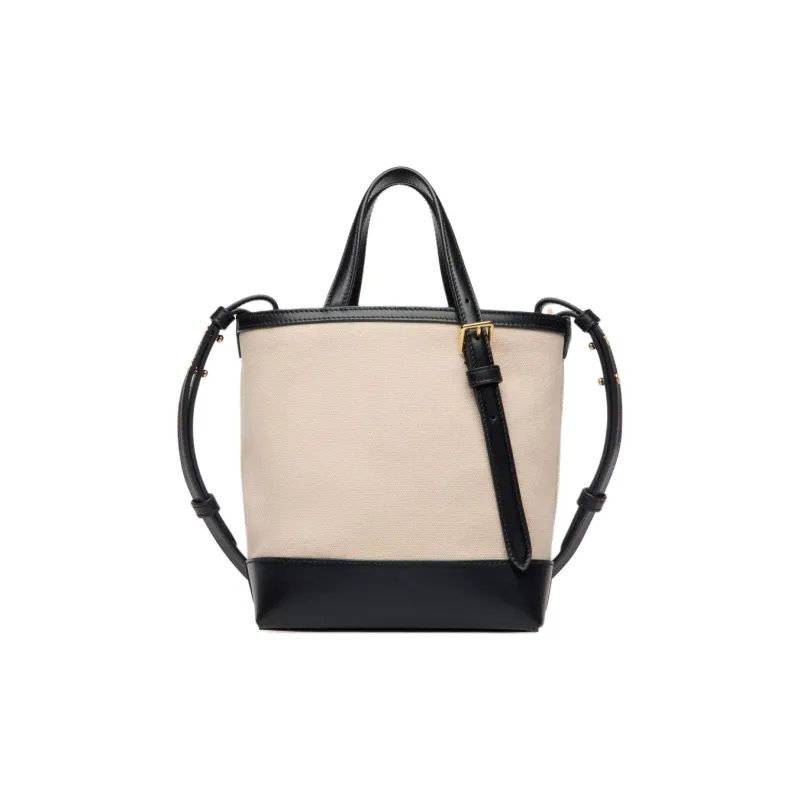 BALLY Canvas With Leather Canvas Bag Shoulder Bag Crossbody Bag Handbag Small Size Women's Natural & Black-2
