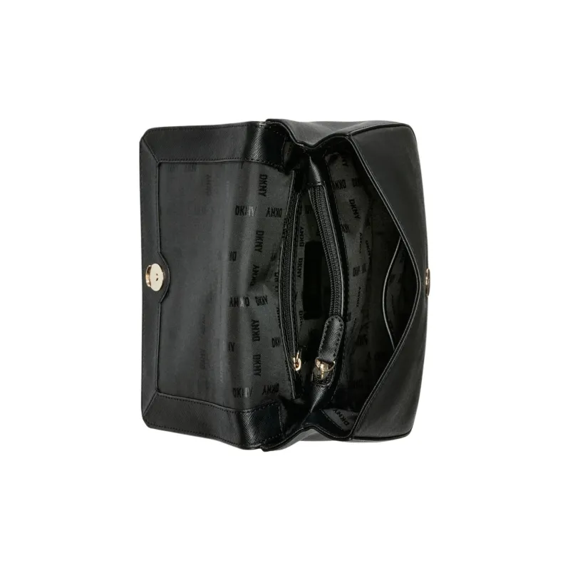 DKNY Leather Shoulder Bag Crossbody Bag Small Size Women's Black-4