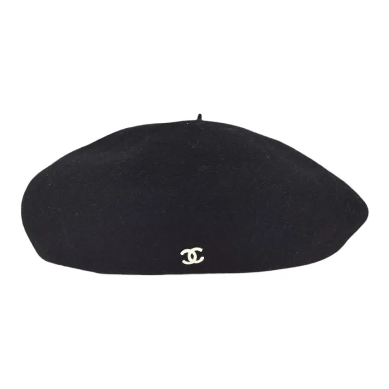 CHANEL Cc Logo embroidered Beret-0