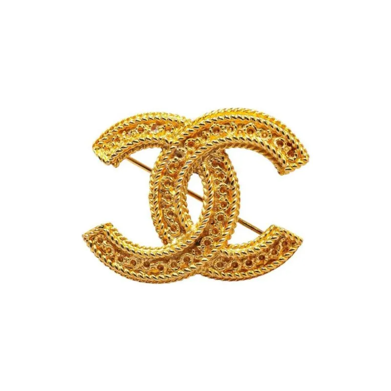 CHANEL 1970 1980 Plated Cc Brooch Costume Brooch-0