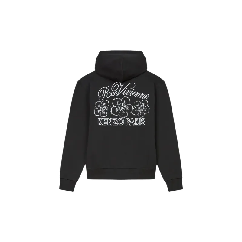 KENZO Logo Embellished Zip Up Hoodie-1