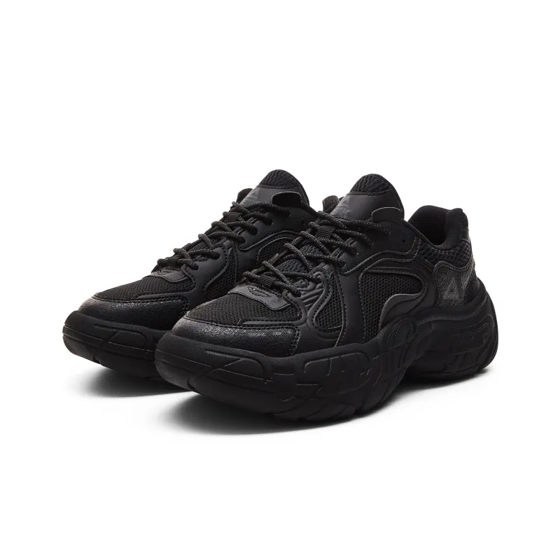 PEAK Taichi Tire Shoes Cushioning Rebound Wear Resistant Slip Resistant Low Top Vintage Casual Shoes Women's All Black-2