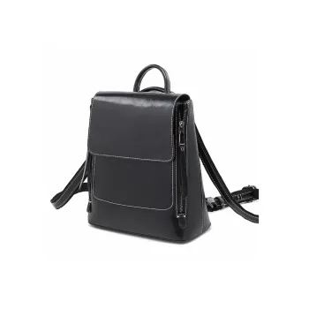 TTaG．baG Waxed Cow Leather Backpack Women's Black/Coffee/Earth Yellow/Green