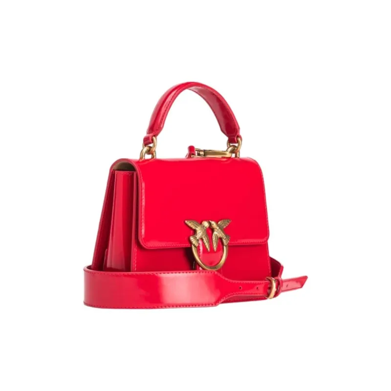 PINKO Calfskin Handbag, Shoulder Bag, Crossbody Bag Mini Women's Red-1