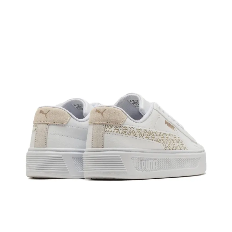 PUMA Smash Platform V3 'Laser Cut White Pristine Gold' Women's-4