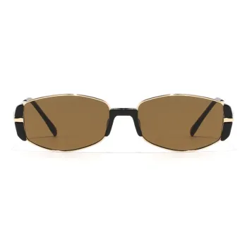 JEAN MARC Alloy TR90 Irregular Shape Sunglasses Unisex Brown Transparent Silver Bright Black