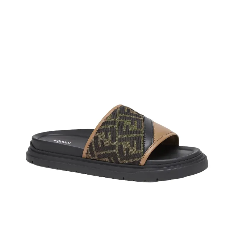 FENDI Diagonal Ff Jacquard Slides-2