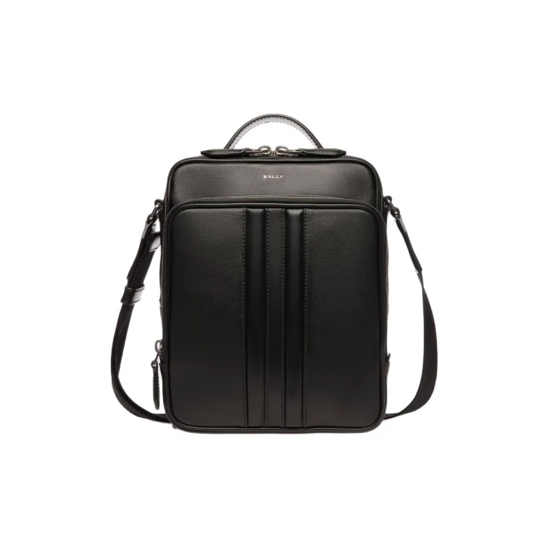 BALLY Regenerated Cow Leather Shoulder Bag Crossbody Bag Men's Black-0