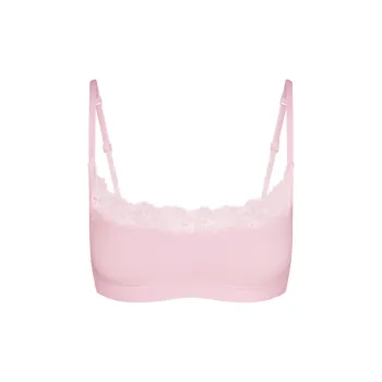 SKIMS COTTON LACE SCOOP BRALETTE Bra Women's CHERRY BLOSSOM/Cherry Blossom