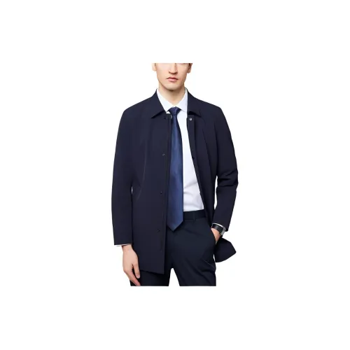 Francesco Totti Trench Coats Men Navy Blue