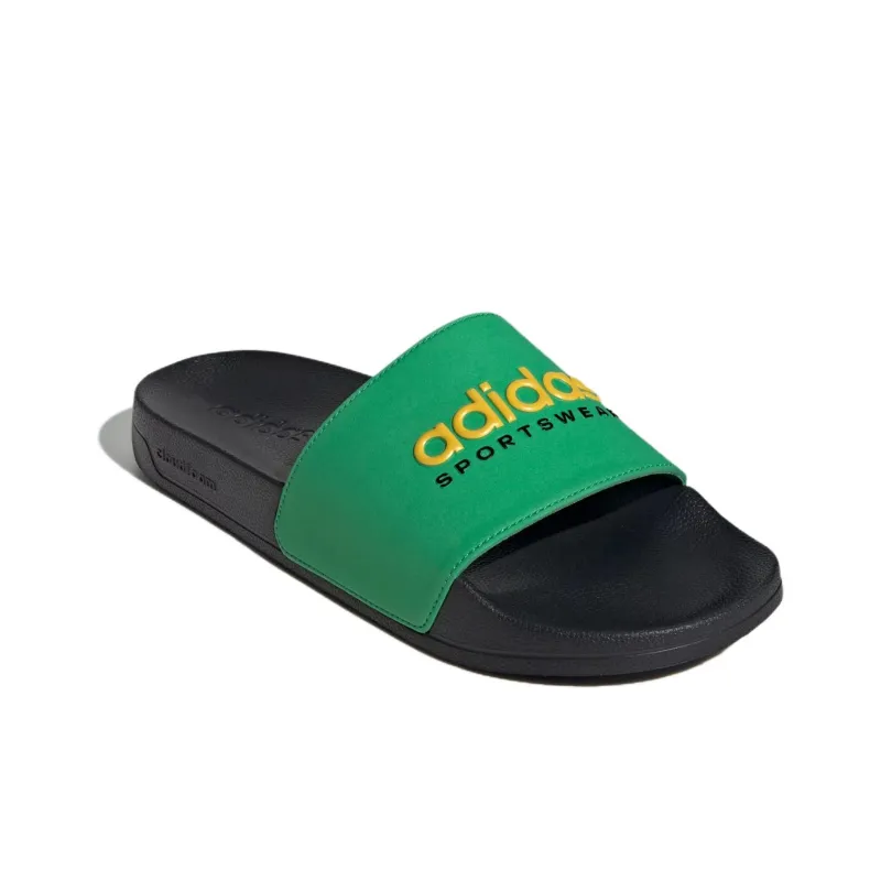 Adidas Adilette Shower Slides Vivid Green Bold Gold Core Black-2