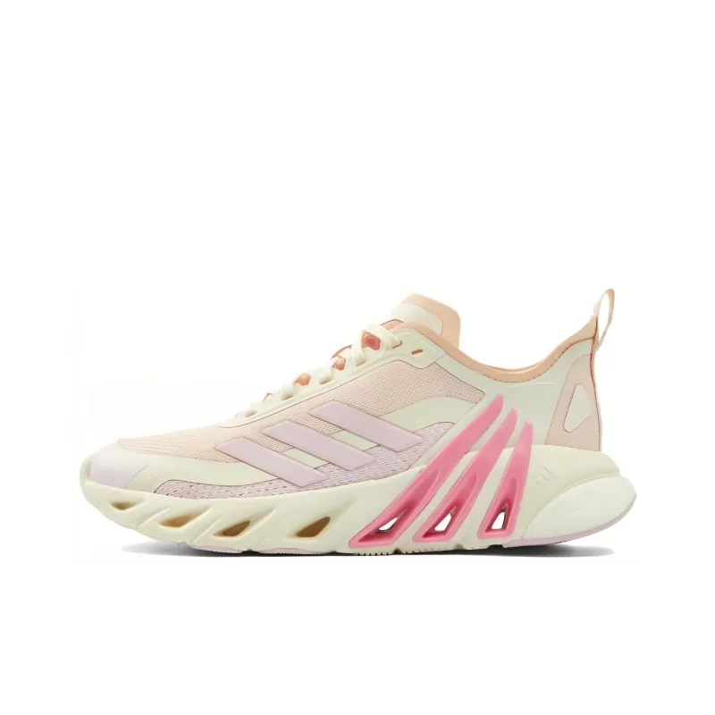 Adidas Cushioning Abrasion Resistant Breathable Low Top Running Shoes Unisex White Pink-0