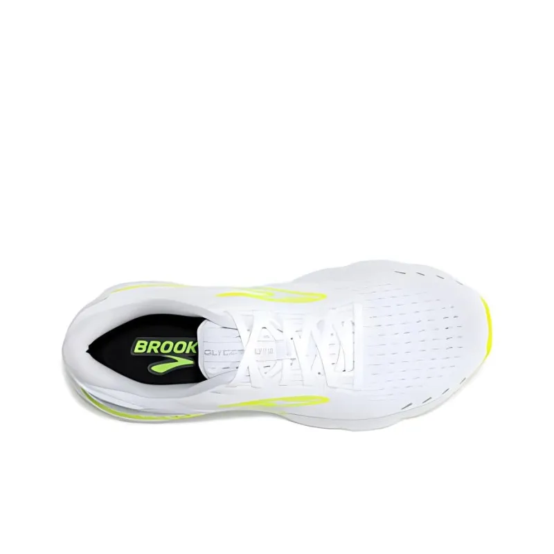 Brooks Glycerin GTS Anti Slip Wear Resistant Low Top Long Distance Running Running Shoes Men's White Yellow-3