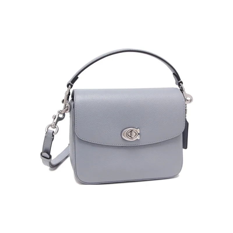 COACH Cassie Pebble Leather Handbag, Shoulder Bag, Crossbody Bag Trumpets Women's Silver & Gray Blue-1