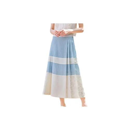 Like the age of water Casual Long Skirts Women's Blue