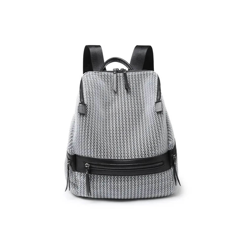 TTaG．baG Canvas Backpack Regular Women's Silver Gray/Black-0