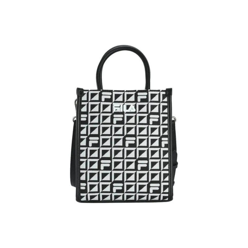 FILA Fabric Tote Bag, Shopping Bag, One Shoulder Handbag, Crossbody Bag Extra Small Women's Jet Black-3