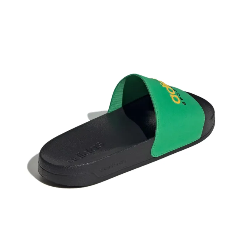 Adidas Adilette Shower Slides Vivid Green Bold Gold Core Black-3