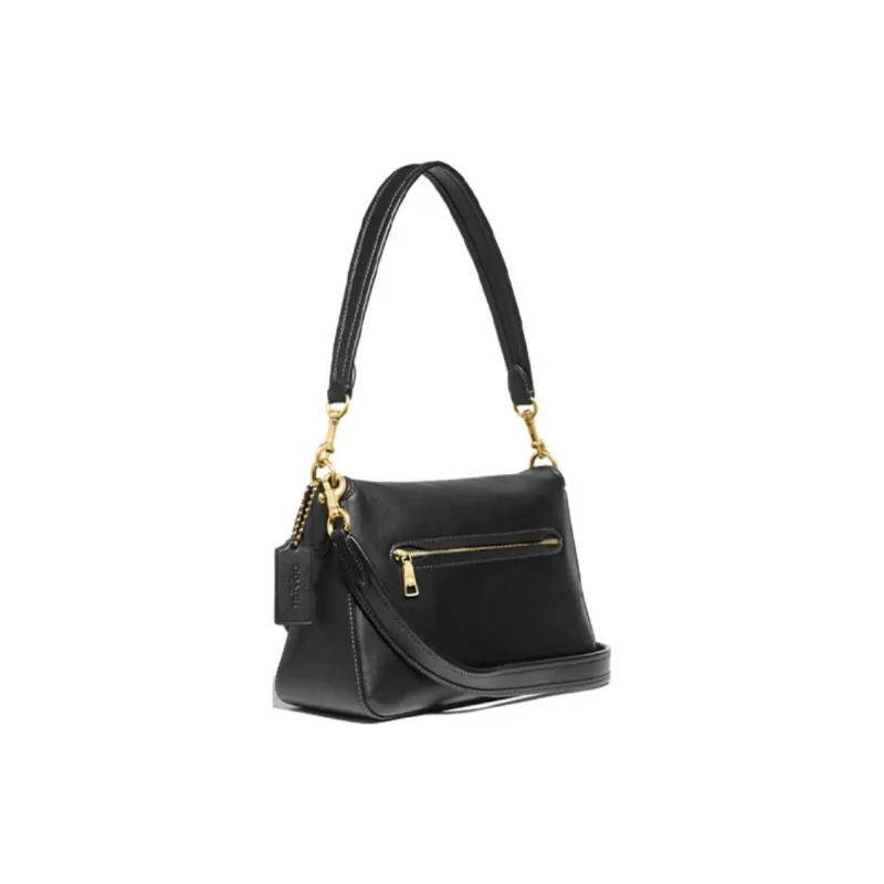 COACH Tabby Soft Cow Leather Shoulder Bag, Portable Crossbody Bag Medium Size Women's Black-1