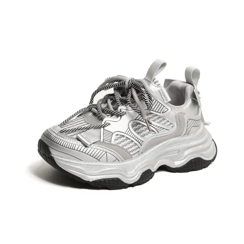 LXVB Slip-Resistant Breathable Low-Top Chunky Sneakers Women's-1