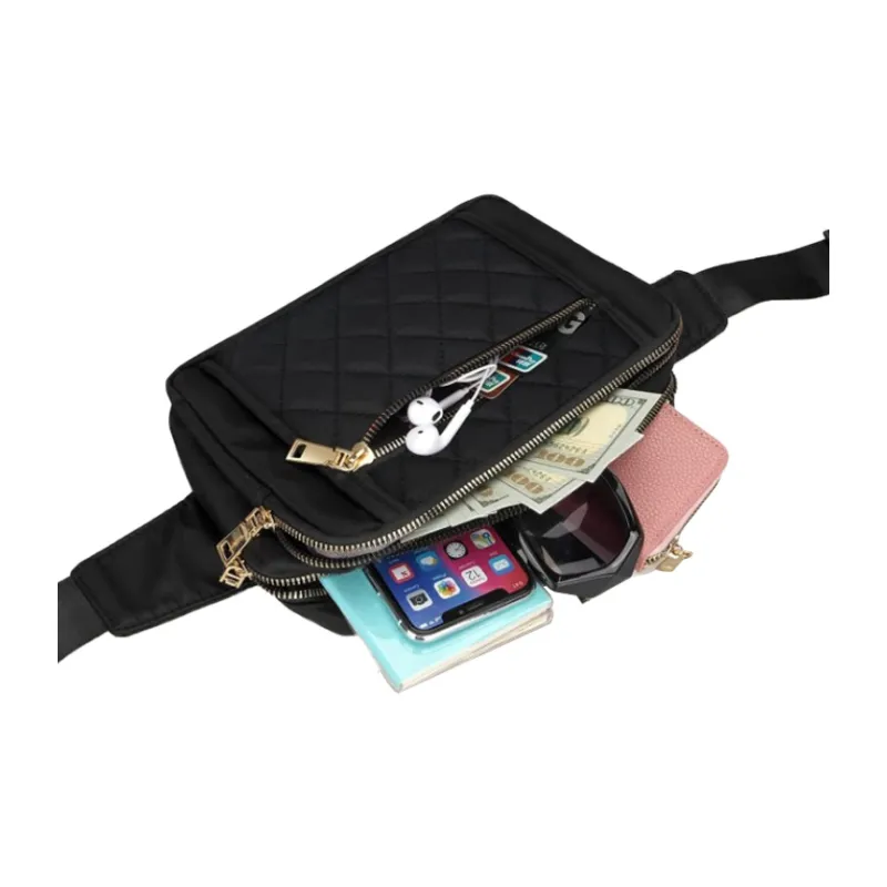 ROSEROOEN Polyester Fanny Pack Regular Unisex Black/Pink/Ecru-3