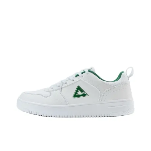 PEAK Skateboard Shoes Men Low-Top Large White/Grass Green