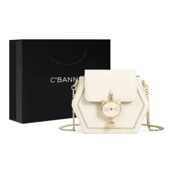 C°BANNER Cow Leather With Synthetic Leather Shoulder Bag Regular Women's Ecru/Black/Caramel