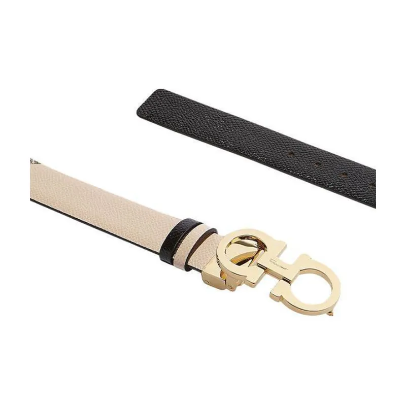 FERRAGAMO Brand Logo Leather Belts Women's Beige Width  2.5CM-1