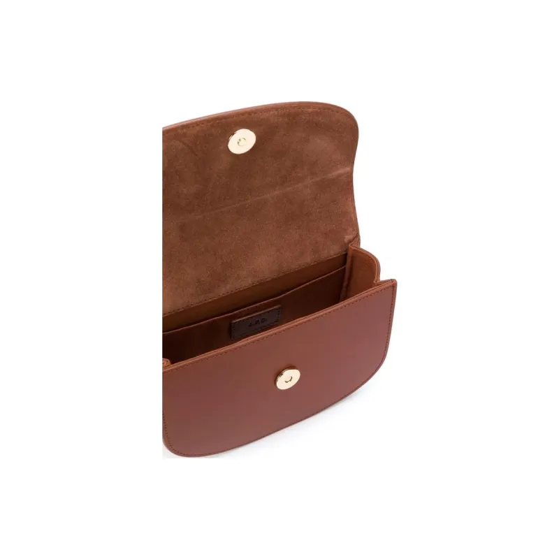 A.P.C Leather Saddle Bag, Crossbody Bag, Shoulder Bag Women's Brown-3