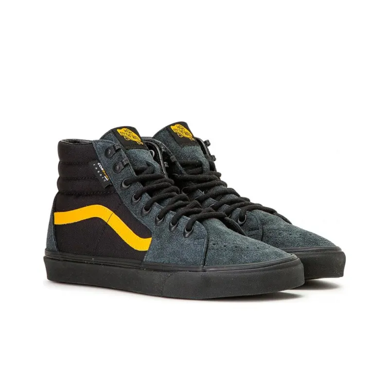 Vans SK8 Cordura Anti Slip Wear Resistant High Top Skateboard Shoes Unisex Black Yellow-1