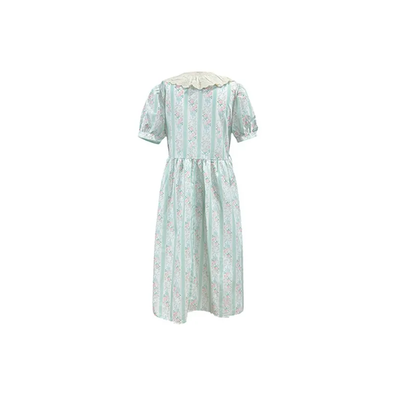 MOPB Short Sleeved Dresses Women's Pink Green-1