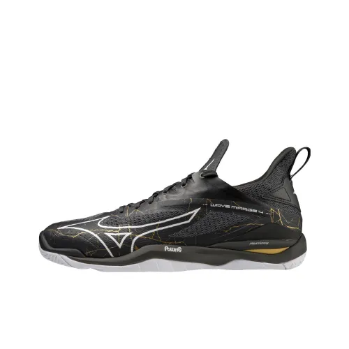 Mizuno Wave Mirage 4 Slip Resistant Breathable Low Top Running Shoes Unisex Black Silver