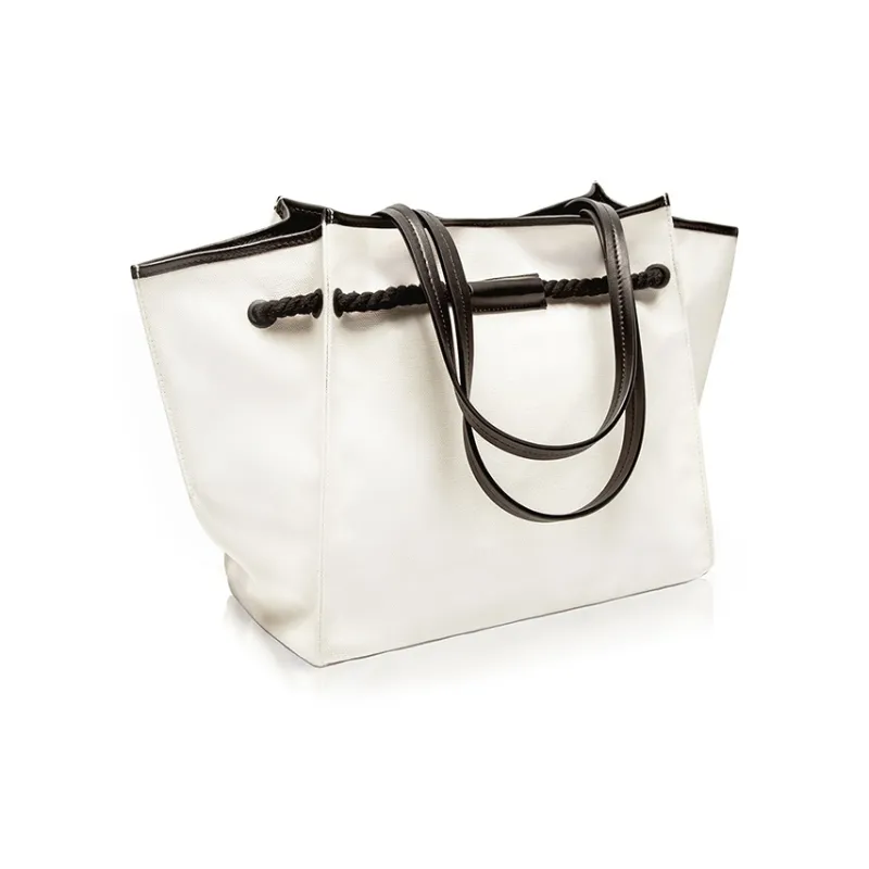 Unitude Canvas With Leather Tote Bag, Shopping Bag, Canvas Bag, Shoulder Bag Tubas Women's-3