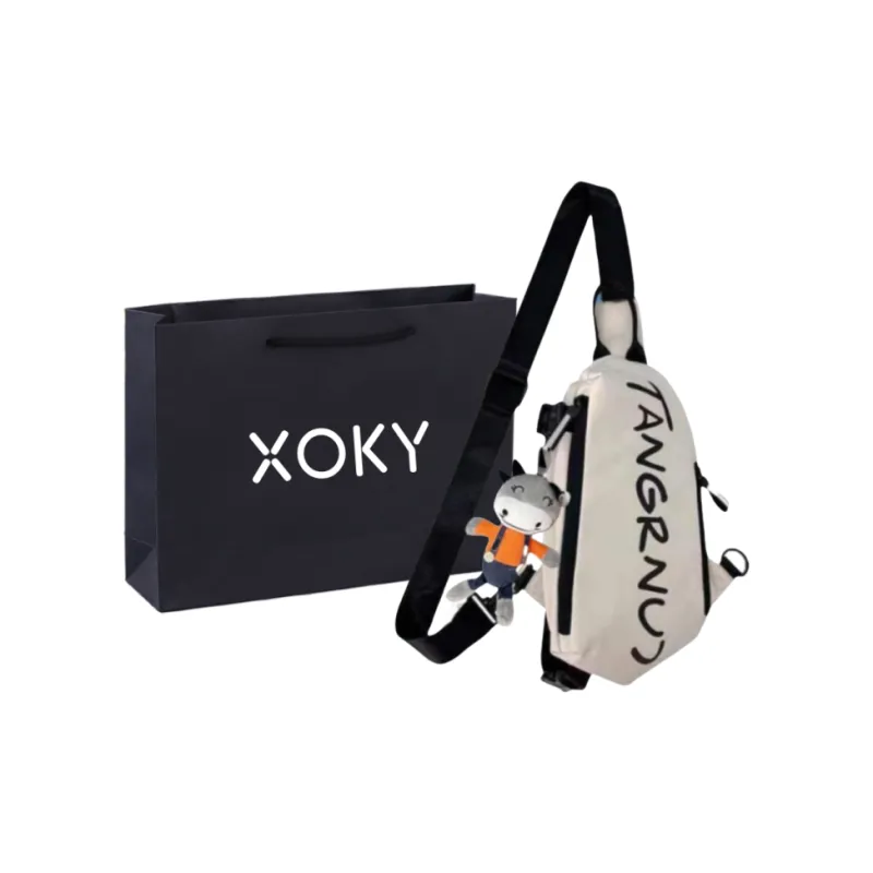 XOKY Nylon Crossbody Bag, Sling Bag Regular Unisex Black/White-2