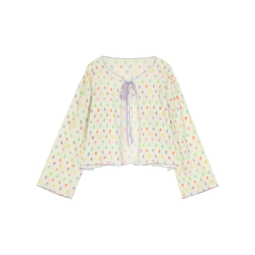 ELF SACK Chiffon Shirts Women's Multicolor Polka Dot