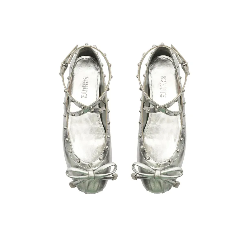 Schutz Larissa Casual Single Shoes Women's Silver-4