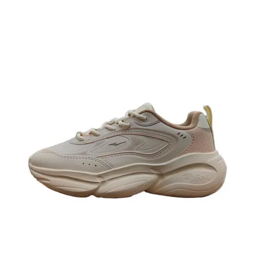 Erke Running Shoes Women's Low-Top Egg Cream Gray/Almond Color