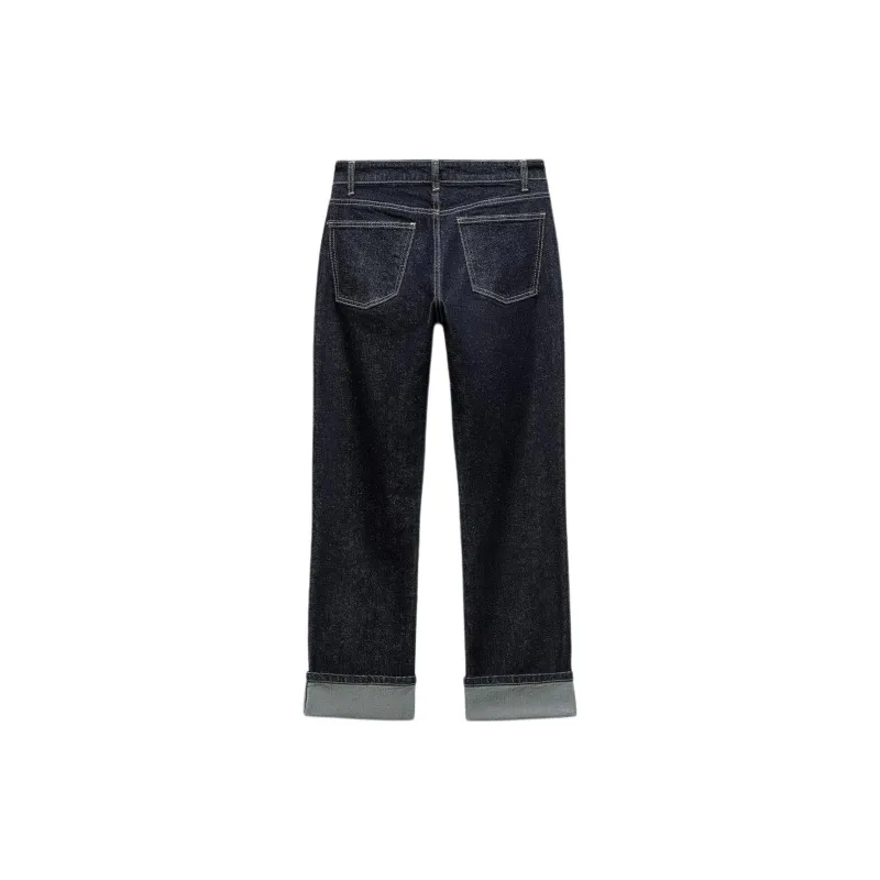 ZARA Jeans Women's Deep Indigo Cyan-1