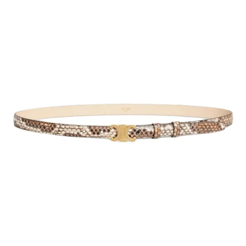 CELINE Python Pattern Design Leather Belts Women's Natural Width 1.8CM