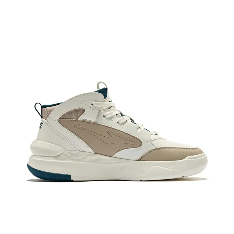 Erke Skateboard Shoes Men Mid Top Microcrystal White Light Linen-1