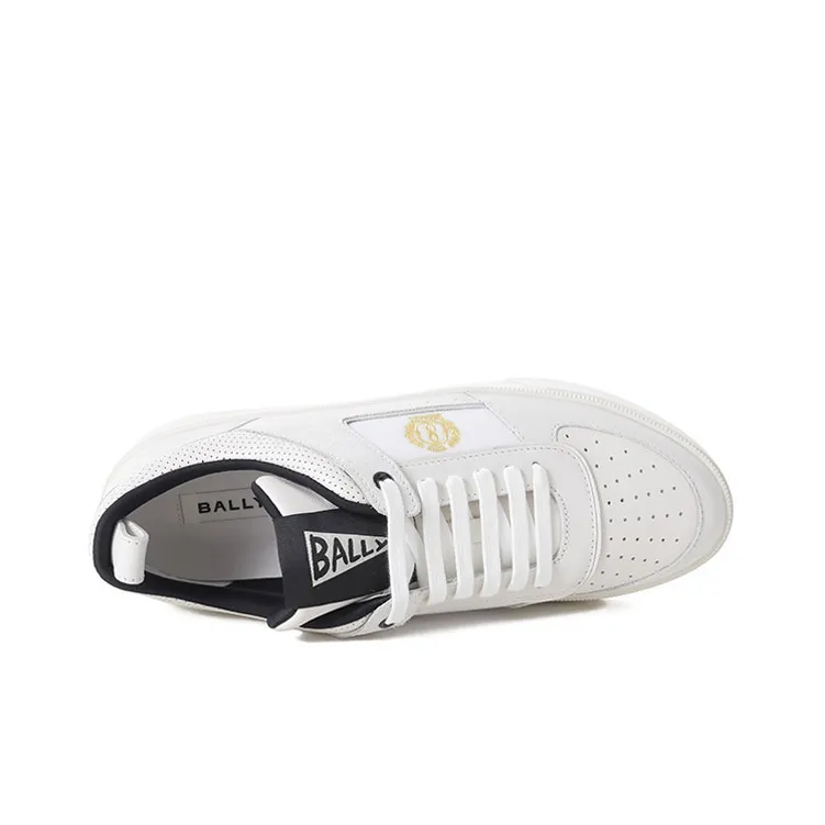 BALLY Low Top Skateboard Shoes Men's White-3