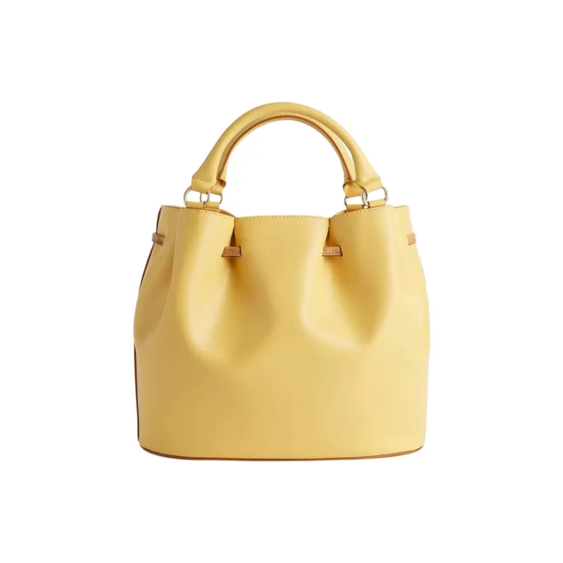 Alviero Martini Leather With Sheepskin Bucket Bag, Crossbody Handbag Women's Gold-1
